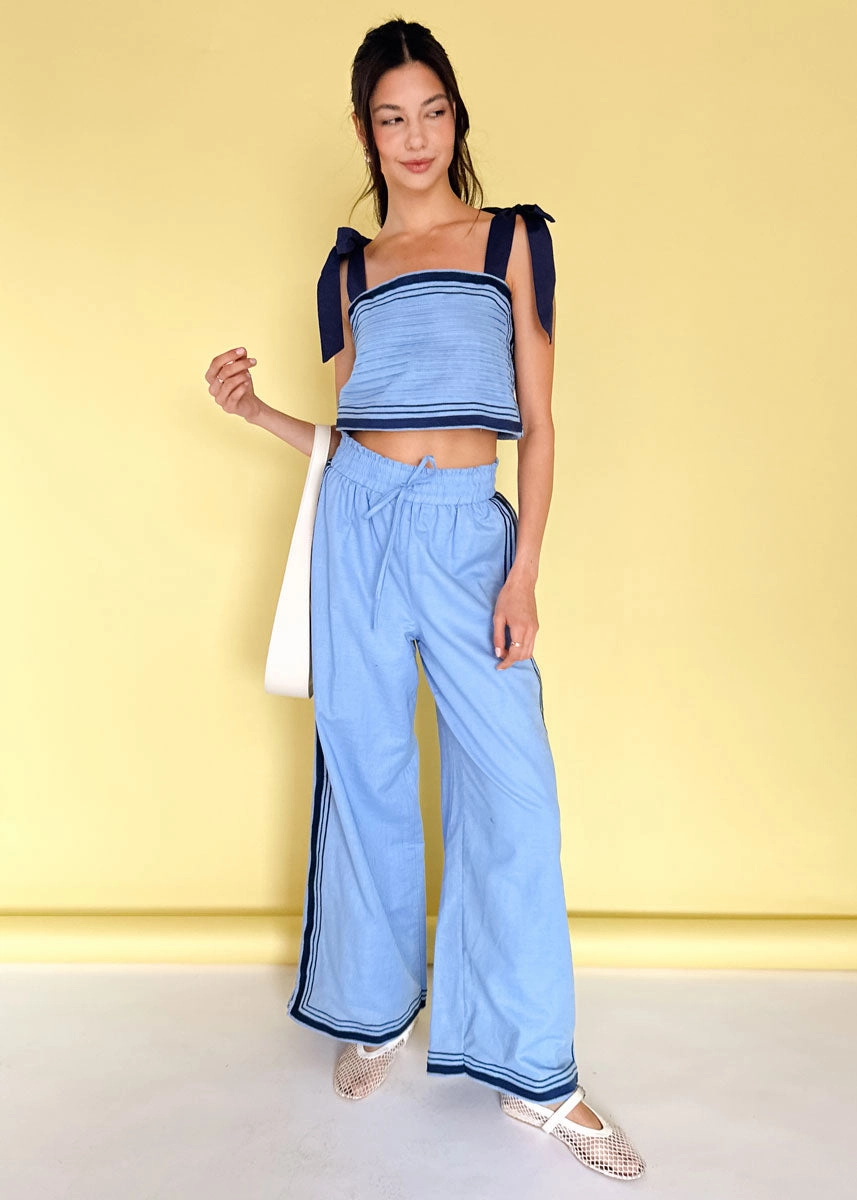 Sail Linen Crop Top & Pant Set - Periwinkle