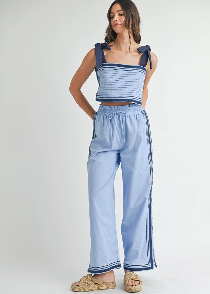 Sail Linen Crop Top & Pant Set - Periwinkle
