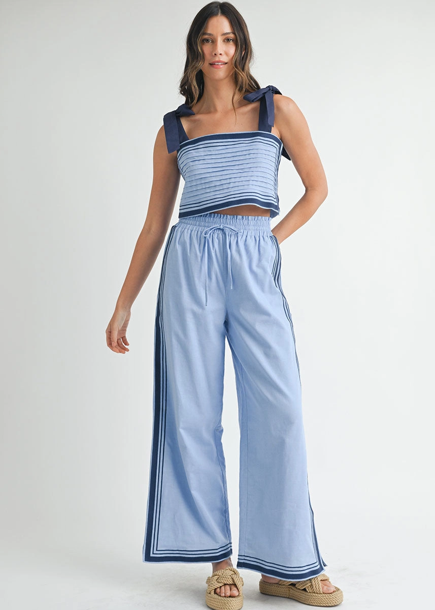Sail Linen Crop Top & Pant Set - Periwinkle