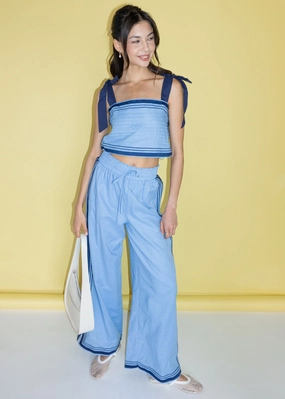 Sail Linen Crop Top & Pant Set - Periwinkle