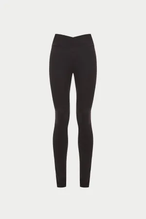 SCULPTING STRETCH CROSSOVER WAISTBAND LEGGINGS - CHOCOLATE