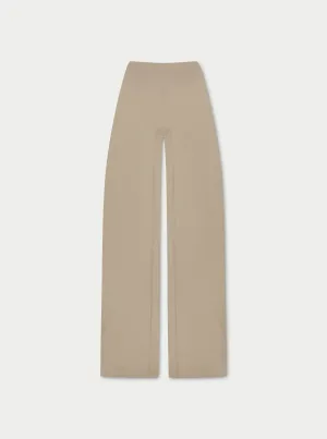 SCULPTING STRETCH FOLDOVER WAISTBAND YOGA PANTS - BEIGE