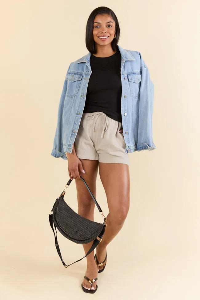 Summer Classic Drawstring Waist Taupe Shorts