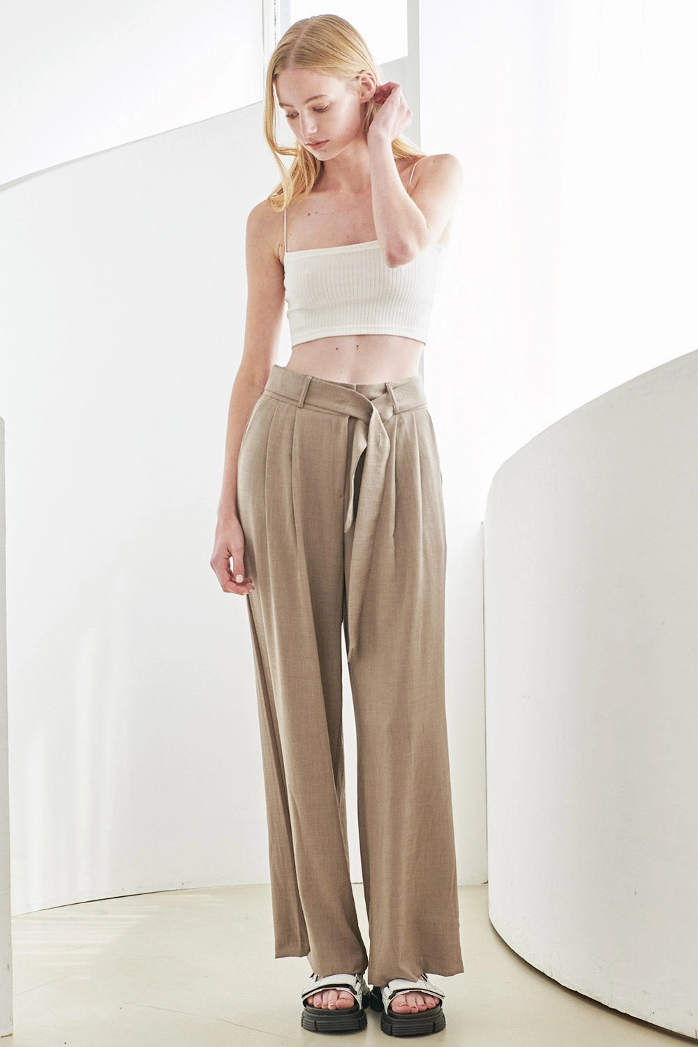 Tammy Belted Pintuck Pants