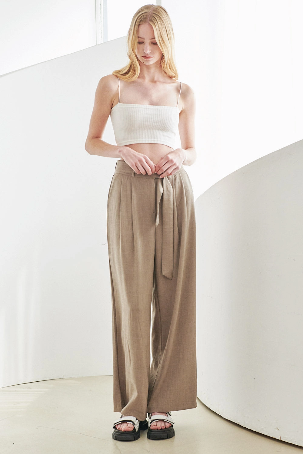 Tammy Belted Pintuck Pants
