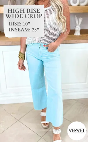 The Debbie Pastel High Rise Wide Leg Denim Jeans | Lovervet by Vervet  - Final Sale