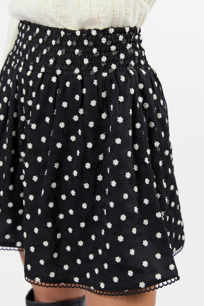 Through The Garden Black Floral Eyelet Trim Mini Skort SALE