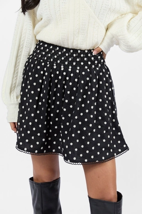 Through The Garden Black Floral Eyelet Trim Mini Skort SALE