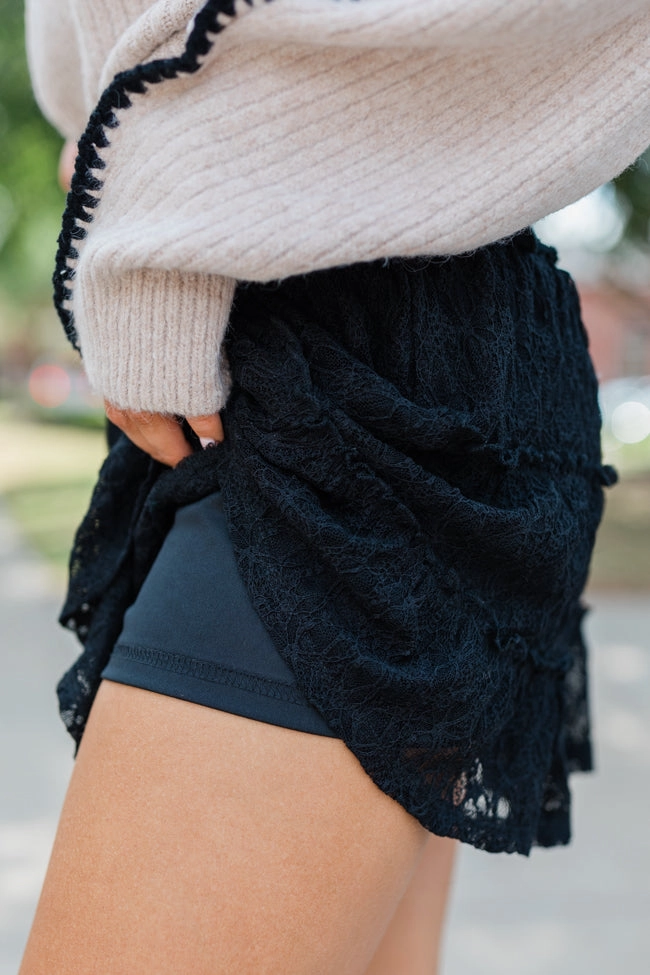 Through The Garden Black Lace Mini Skort SALE