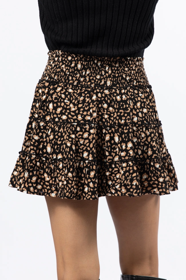 Through The Garden Black Leopard Mini Skort SALE