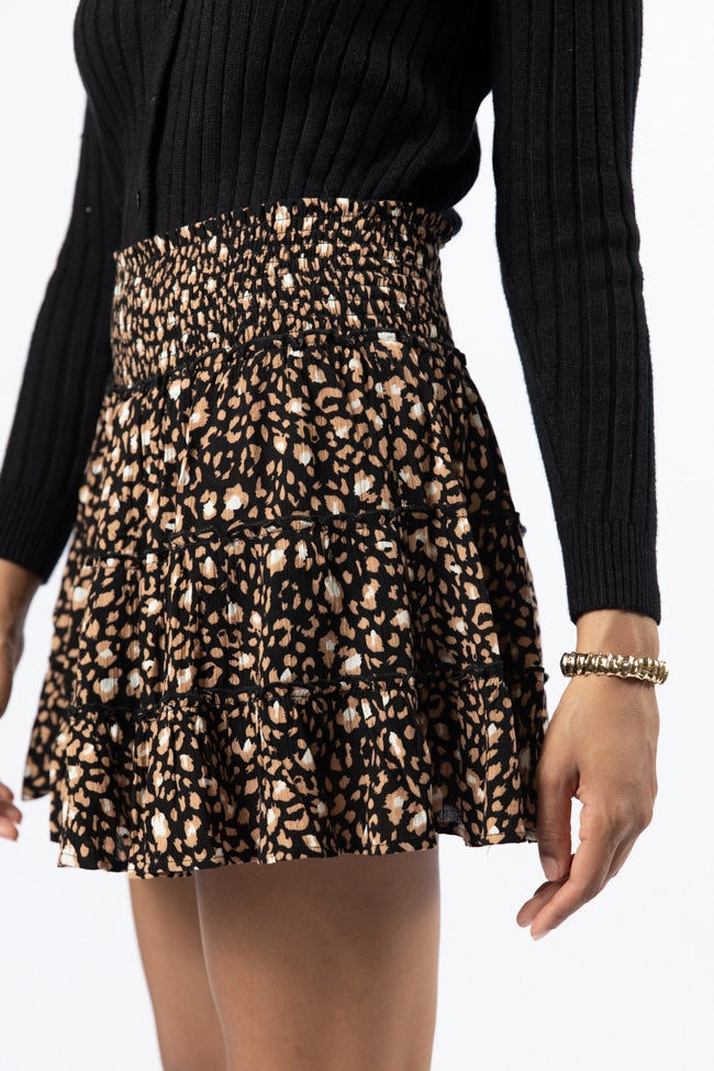 Through The Garden Black Leopard Mini Skort SALE