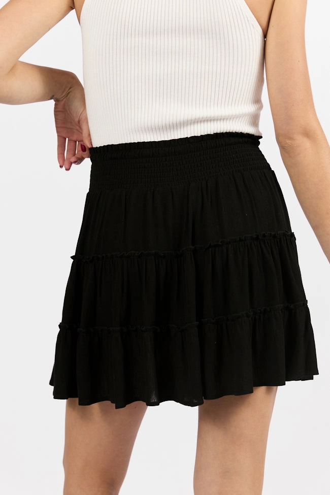 Through The Garden Black Longer Length Solid Mini Skort SALE