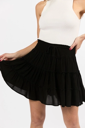 Through The Garden Black Longer Length Solid Mini Skort SALE