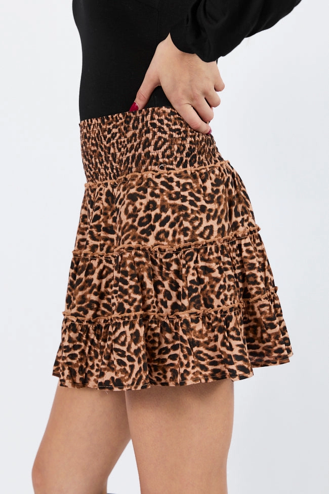 Through The Garden Brown Leopard Mini Skort SALE
