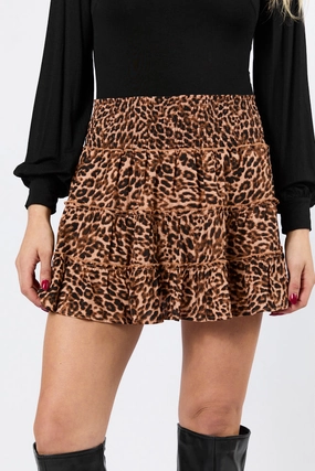 Through The Garden Brown Leopard Mini Skort SALE