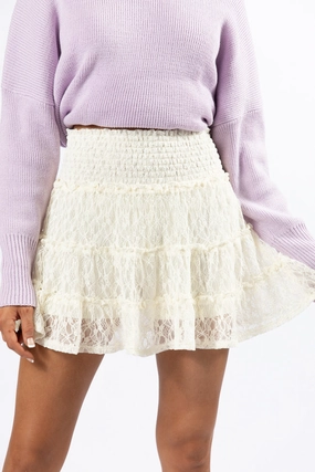 Through The Garden Cream Lace Mini Skort SALE