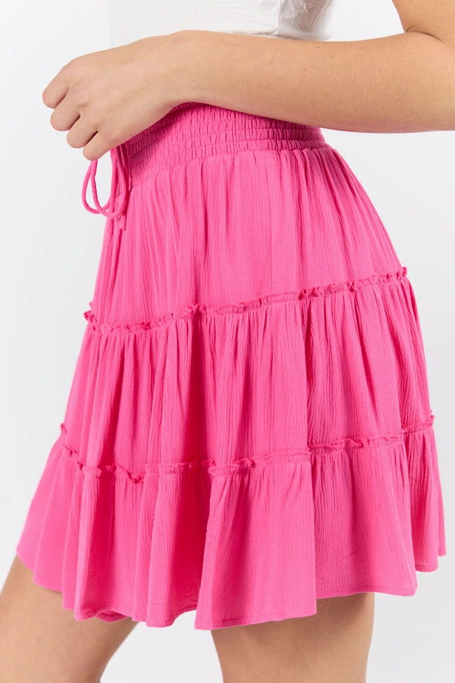 Through The Garden Pink Longer Length Solid Mini Skort SALE