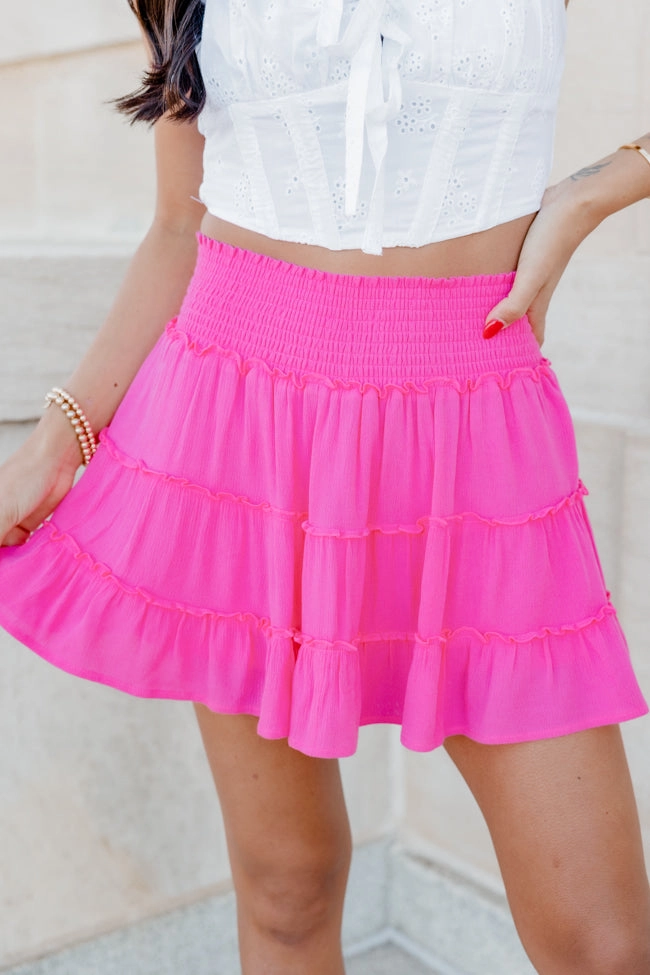 Through The Garden Pink Solid Mini Skort SALE