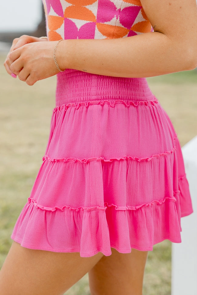 Through The Garden Pink Solid Mini Skort SALE