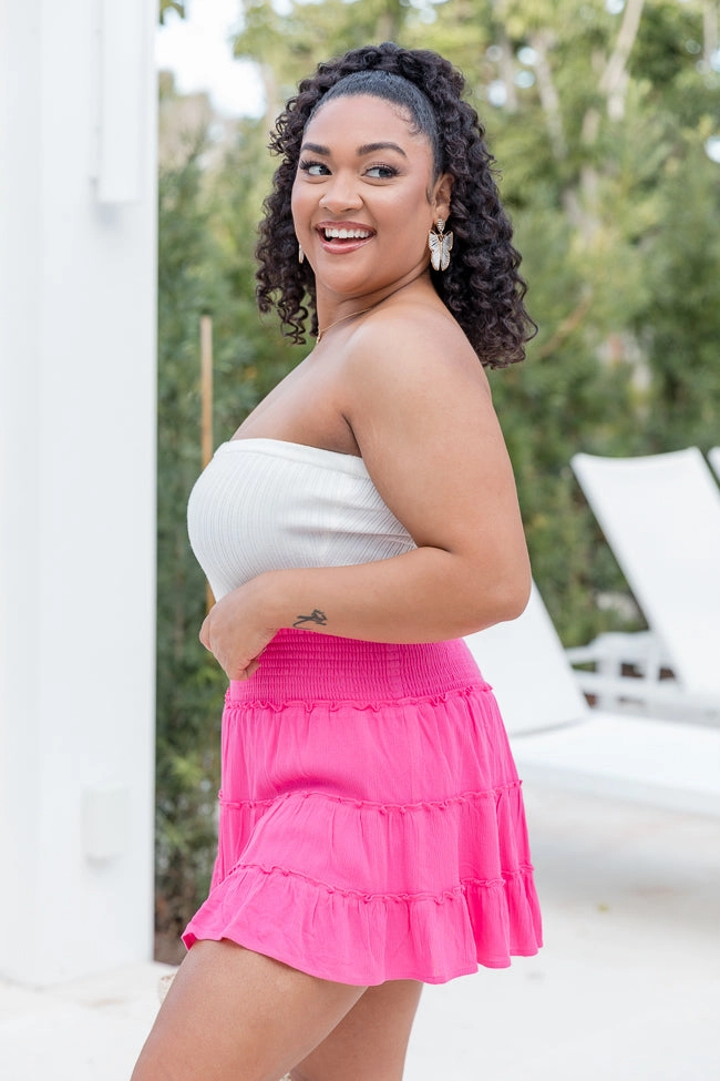 Through The Garden Pink Solid Mini Skort SALE
