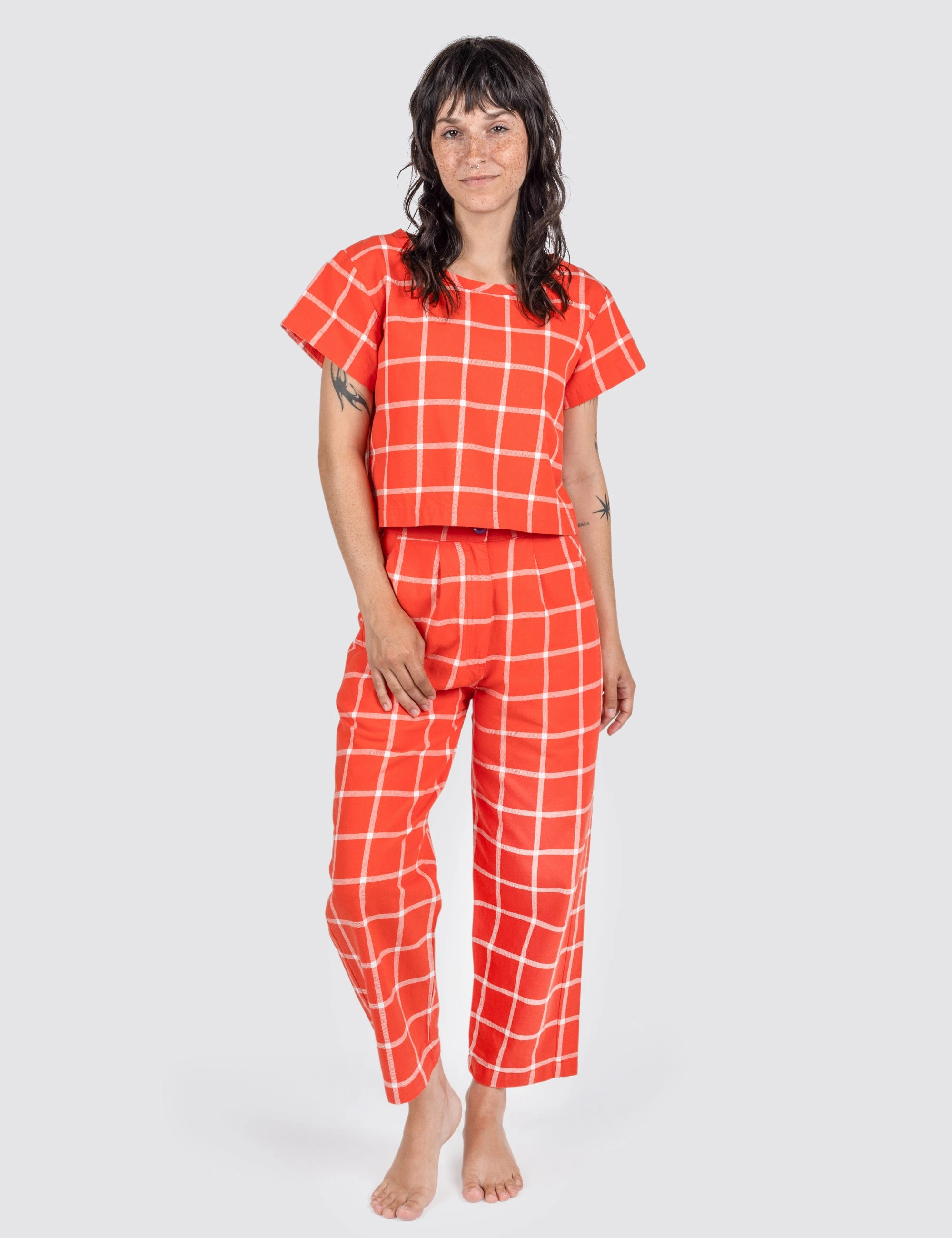 Tomato Grid Crop Top