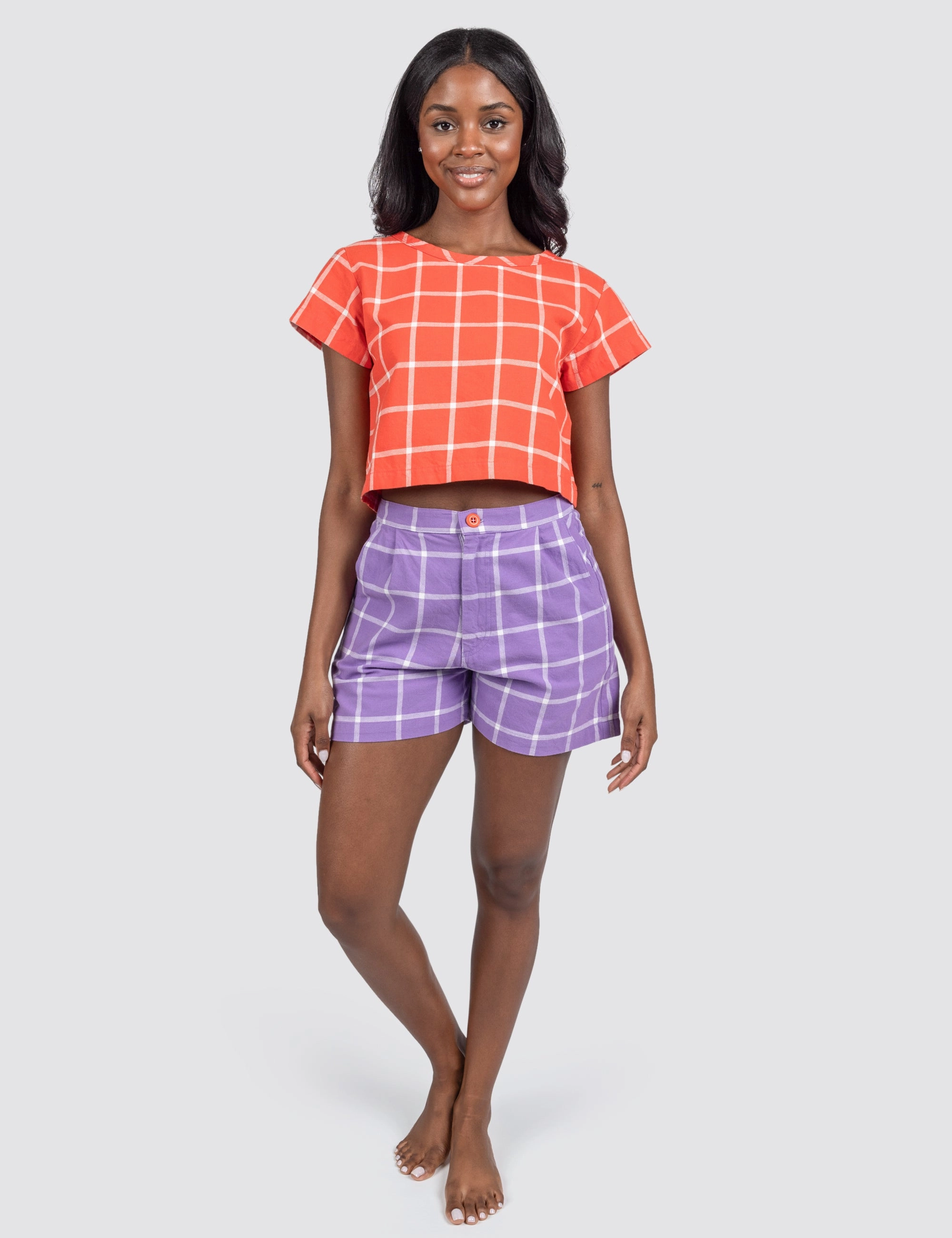 Tomato Grid Crop Top