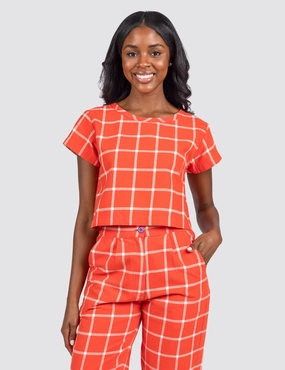 Tomato Grid Crop Top