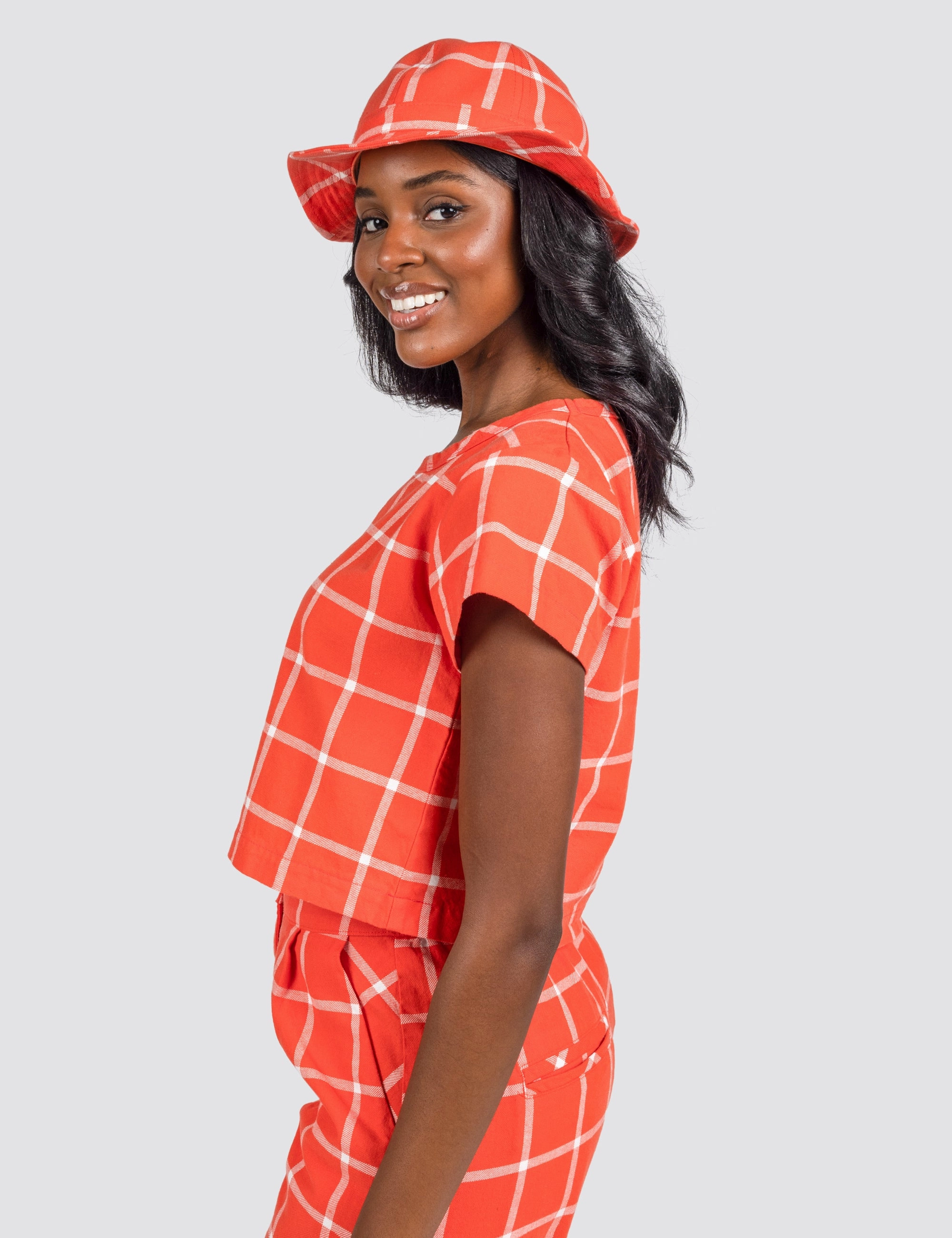 Tomato Grid Crop Top