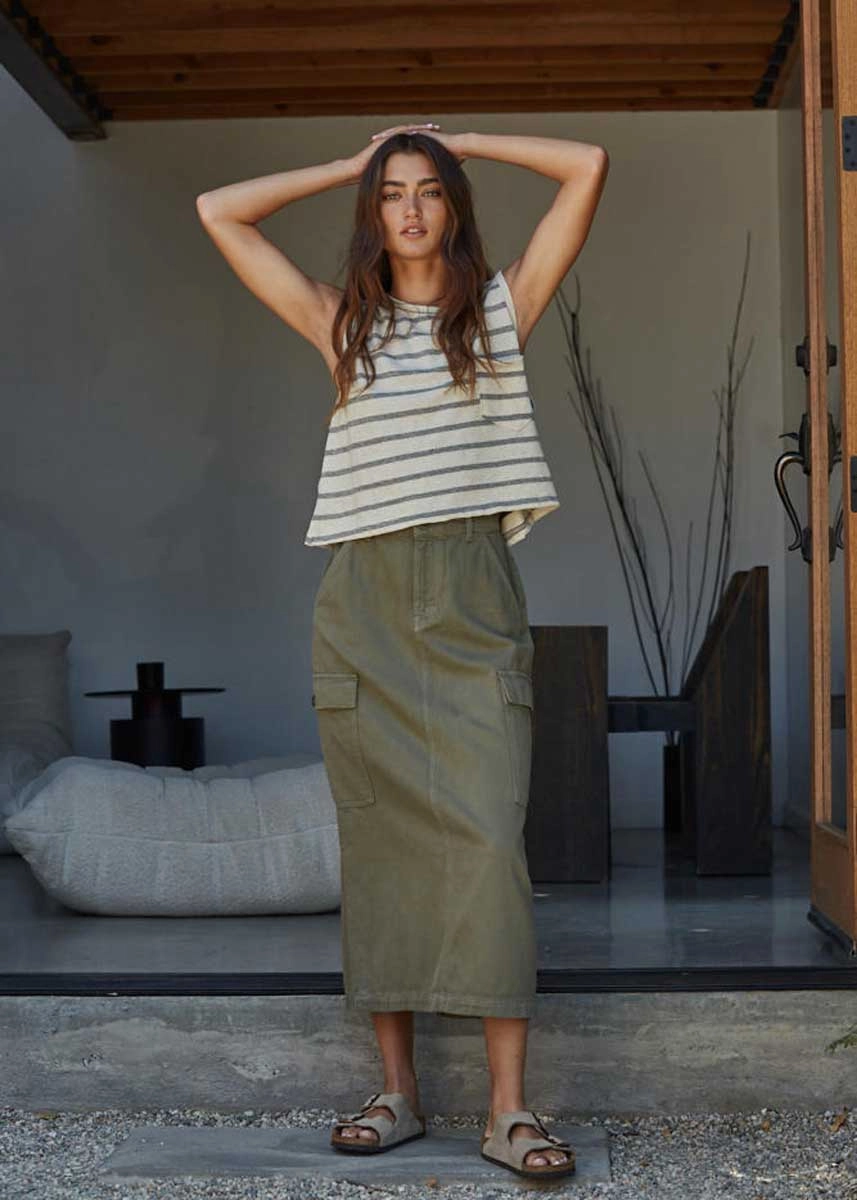 Tulum Skirt - Olive Denim