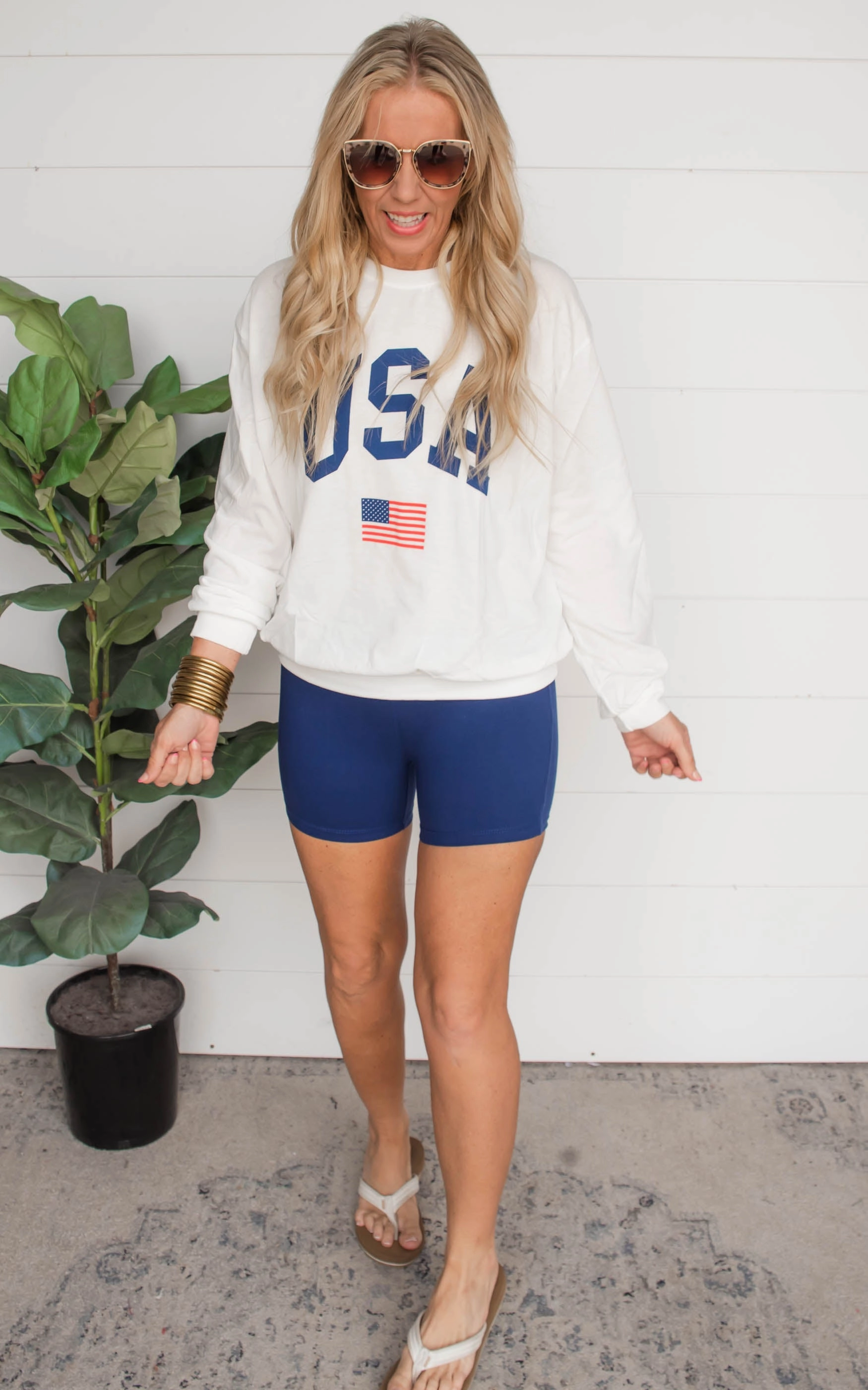 USA Flag Printed Long Sleeve Top | FINAL SALE