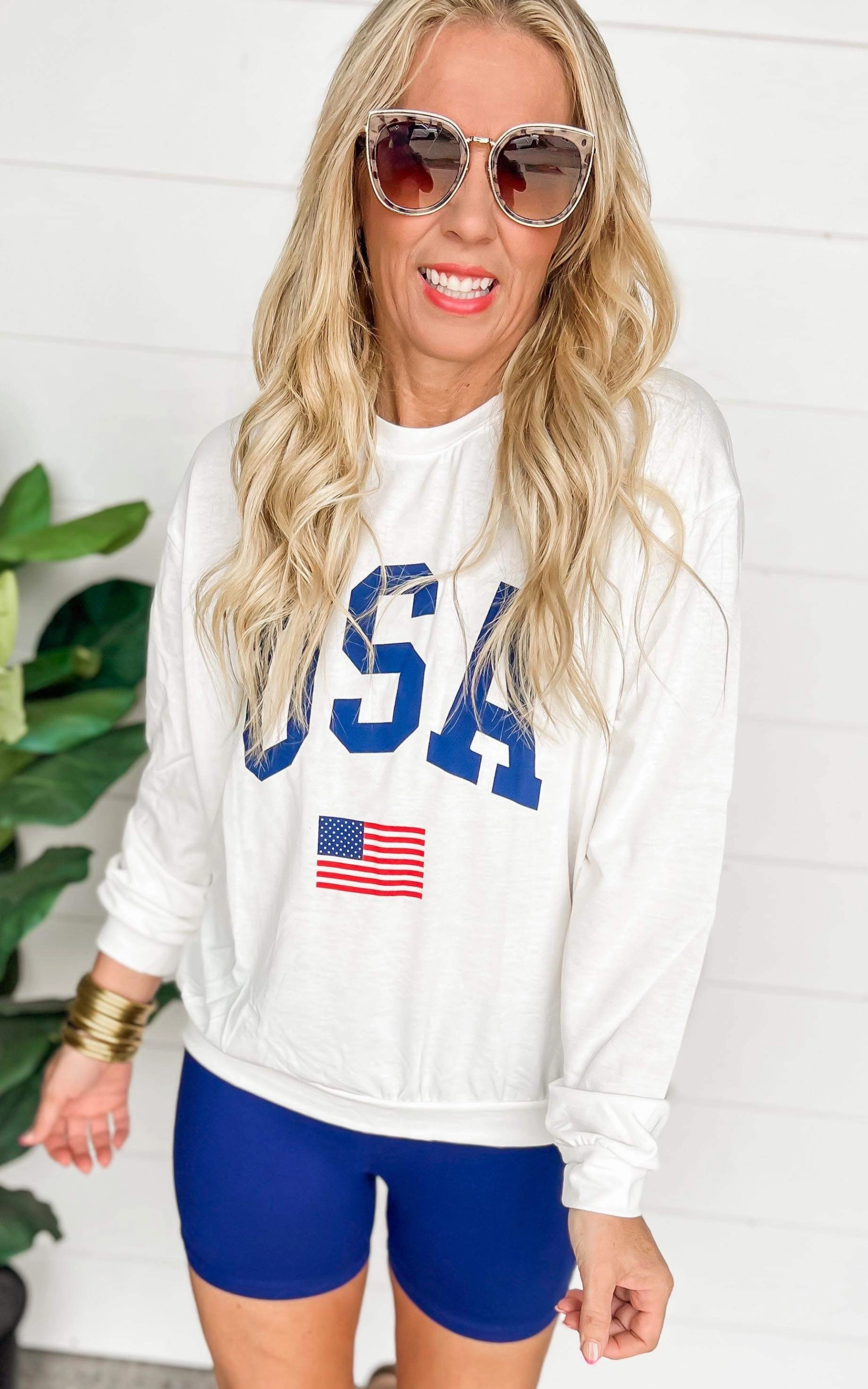 USA Flag Printed Long Sleeve Top | FINAL SALE