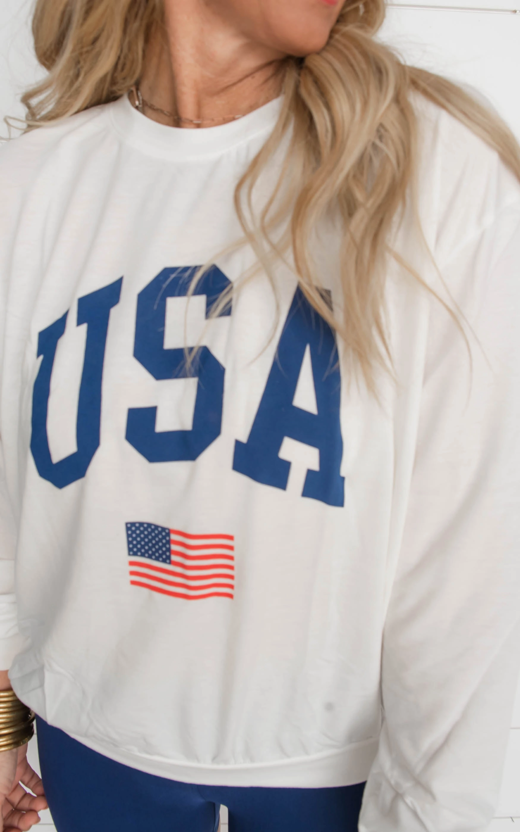 USA Flag Printed Long Sleeve Top | FINAL SALE
