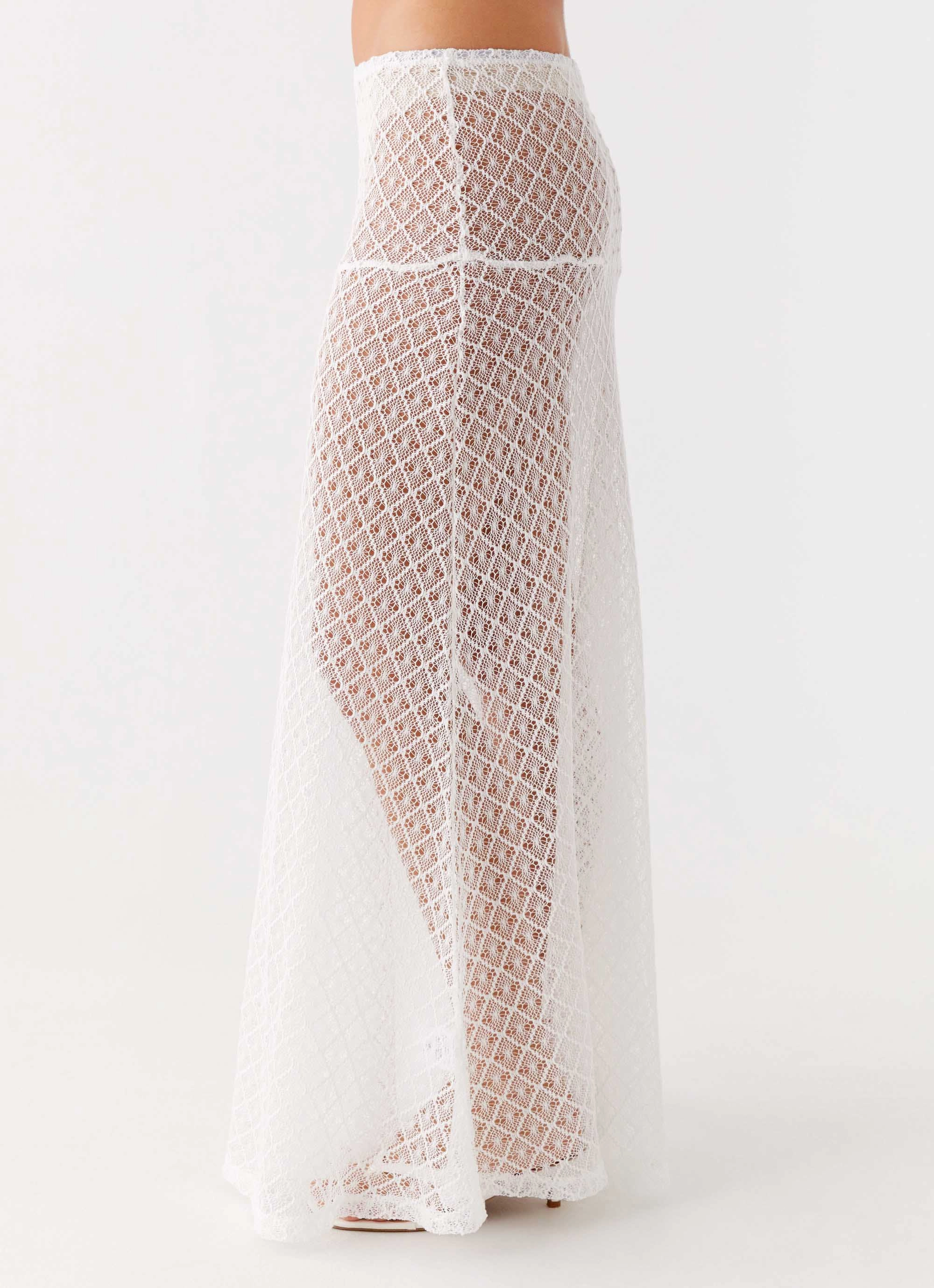 Velli Crochet Maxi Skirt - White