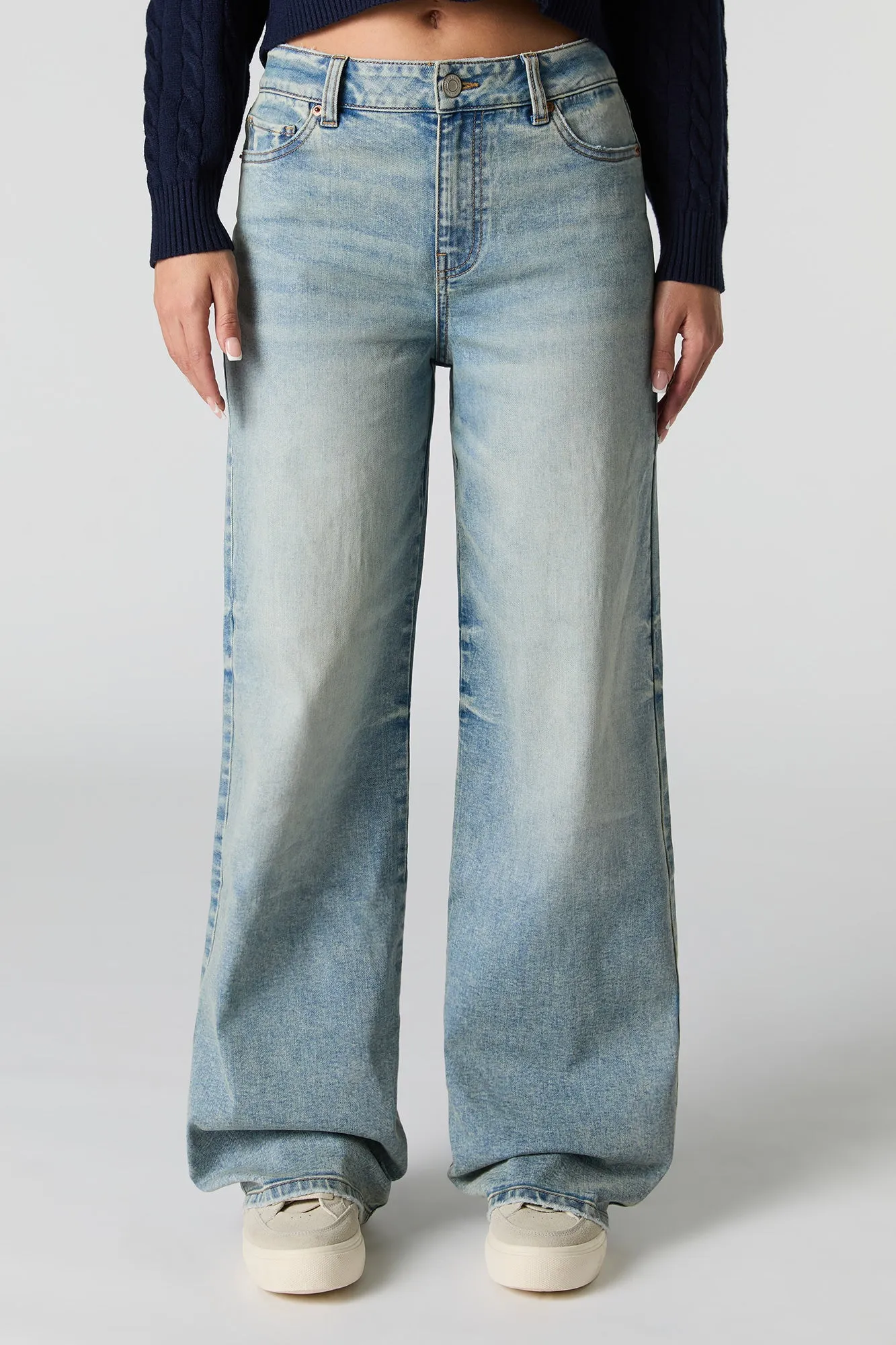 Vintage Light Wash High Rise Stretch Wide Leg Jean