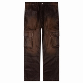 Waxed Denim Logo Cargo Pant -Brown Wash