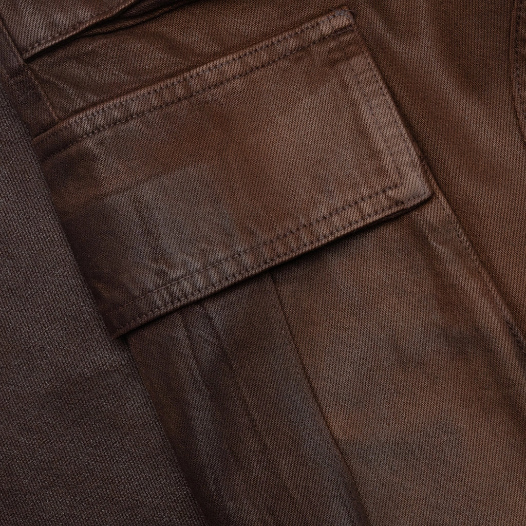 Waxed Denim Logo Cargo Pant -Brown Wash