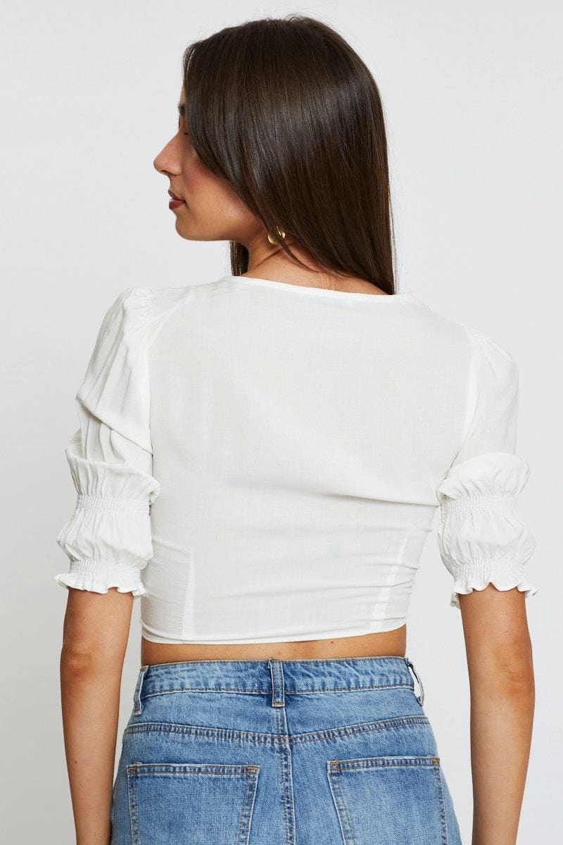 White Crop Bolero Short Sleeve