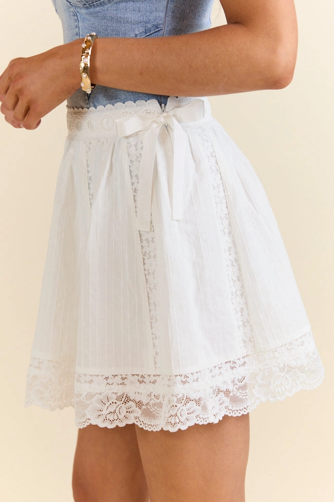 White Noise Ivory Woven Skort