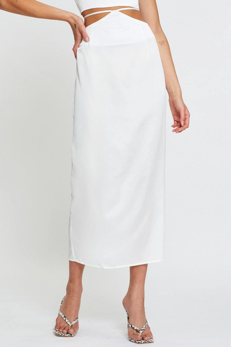White Slip Skirt Maxi Satin