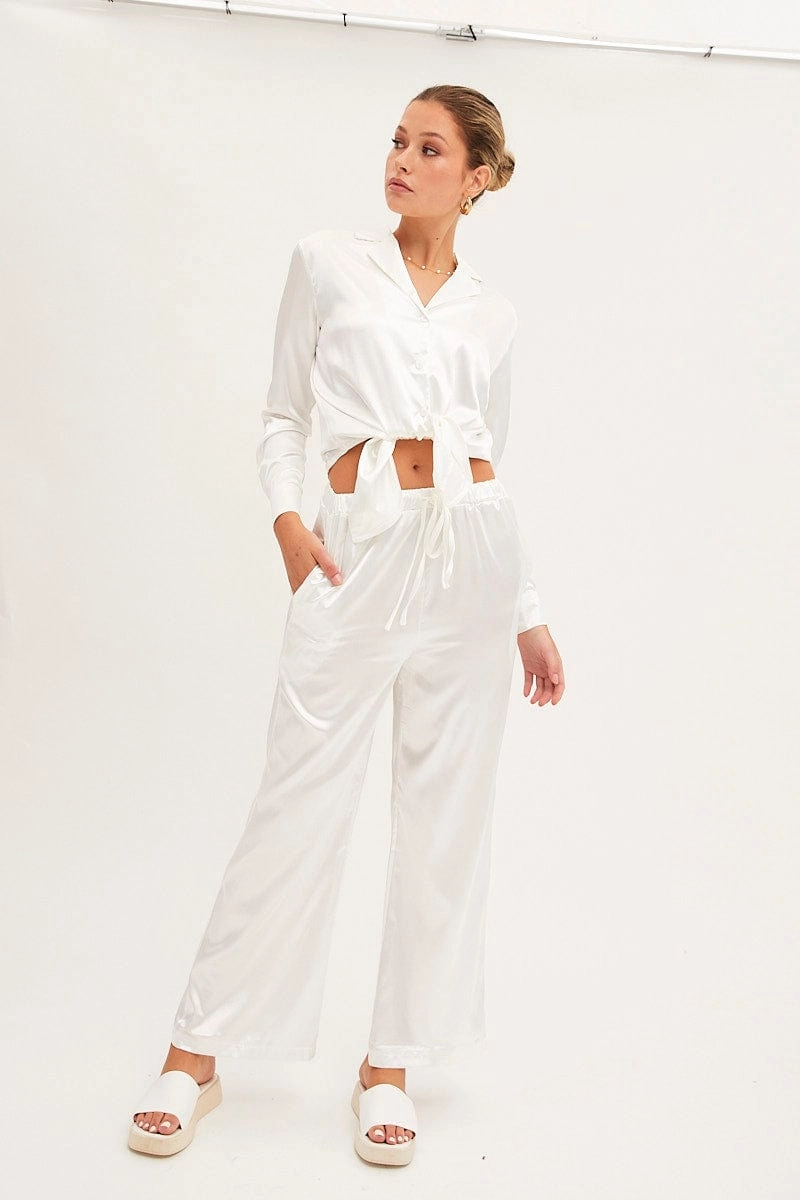 White Wide Leg Pants