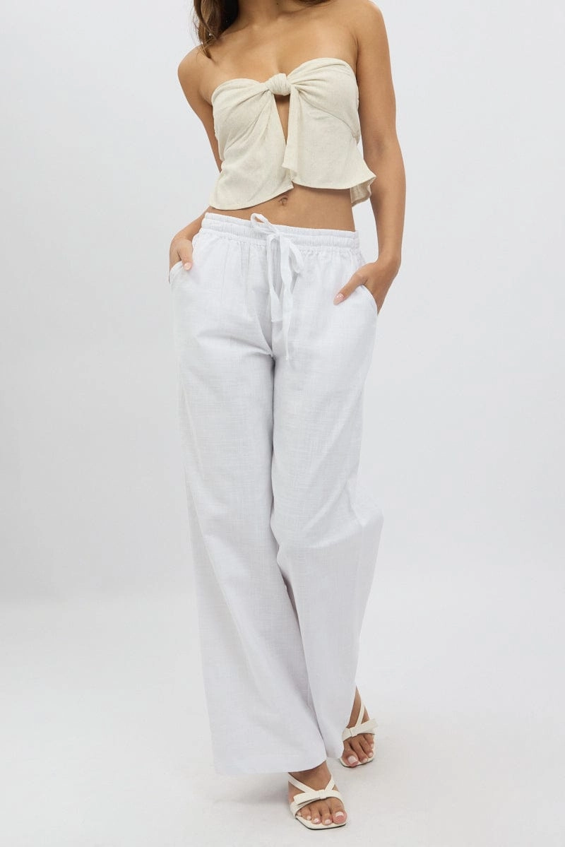 White Wide Leg Pants Elasticated