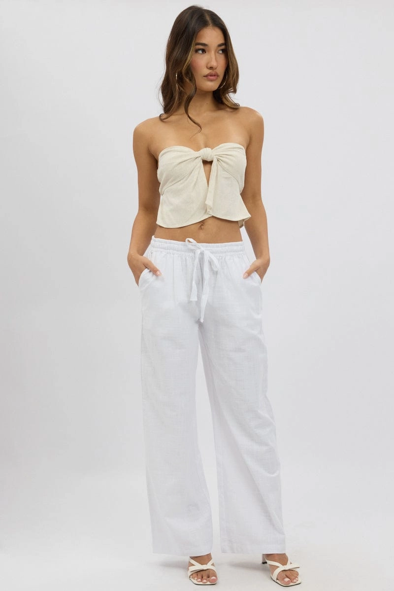 White Wide Leg Pants Elasticated