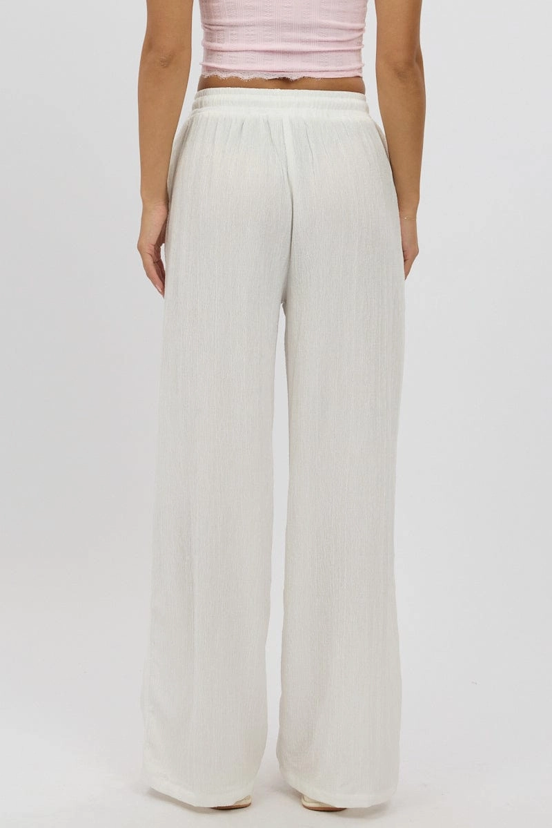 White Wide Leg Pants Elasticated Waist