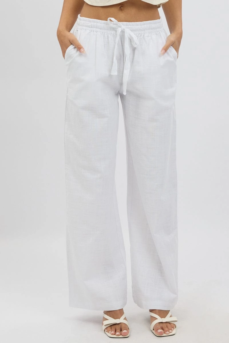 White Wide Leg Pants Elasticated