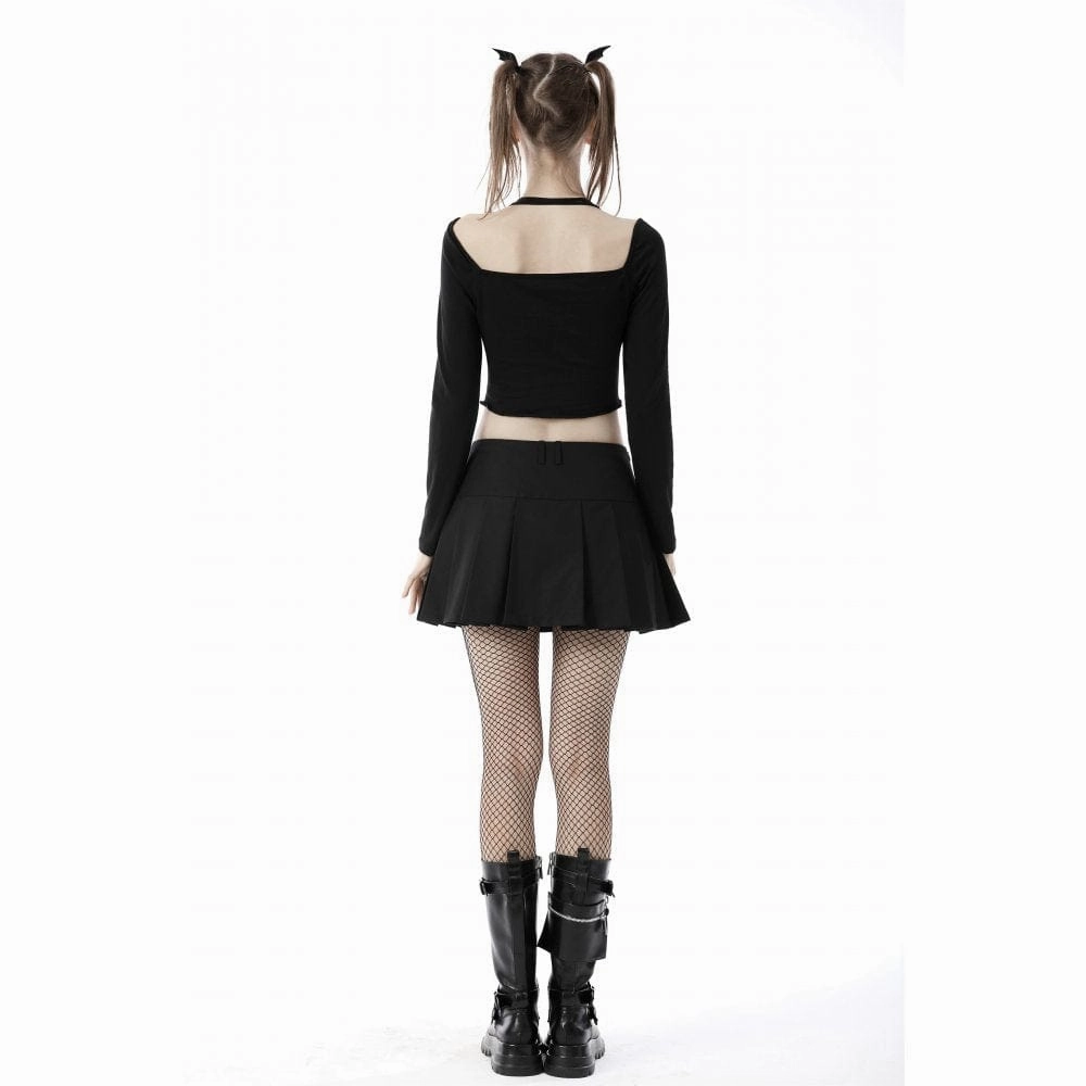 Women's Punk Rock Mental Chain Mini Pleated Skirt
