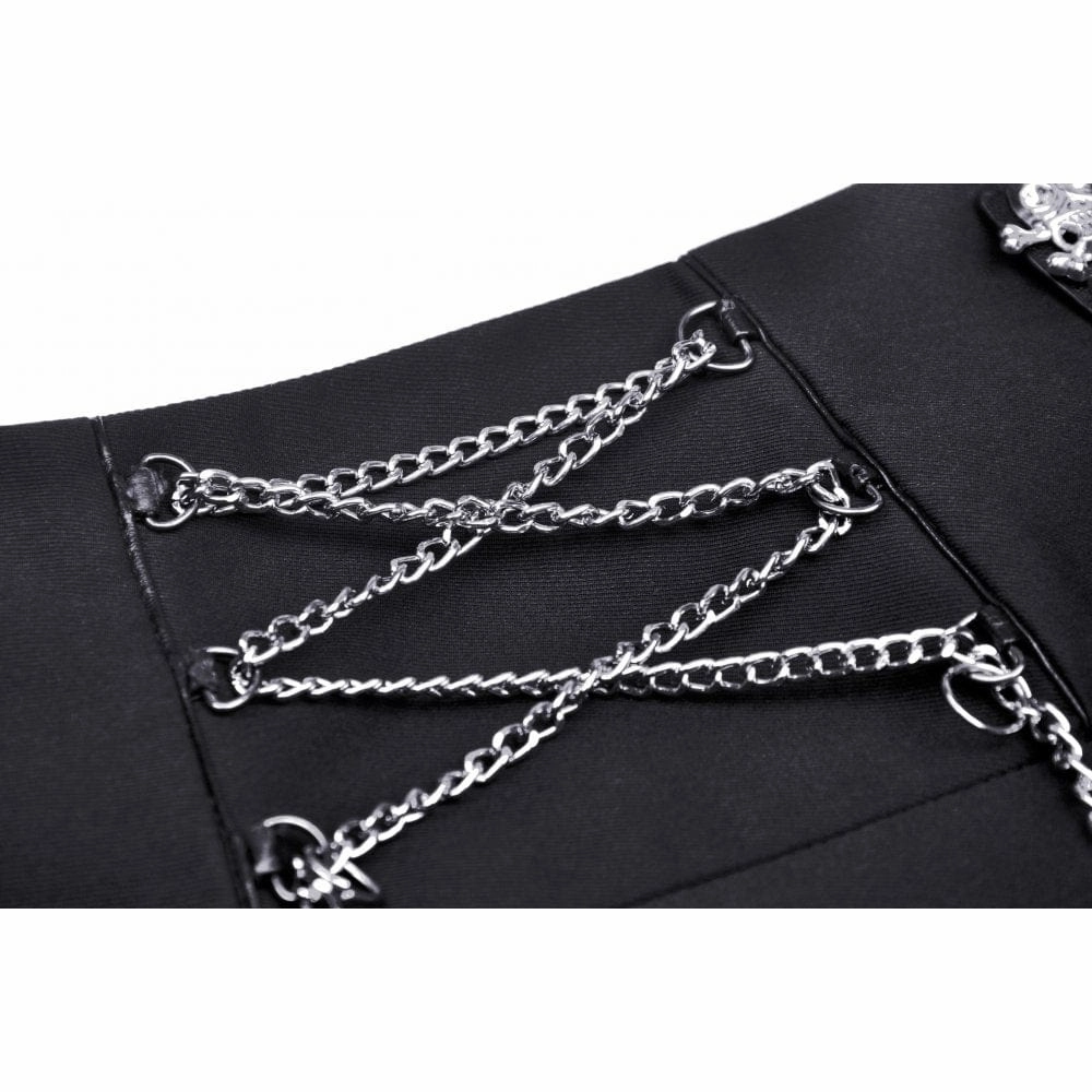 Women's Punk Rock Mental Chain Mini Pleated Skirt