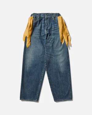 Women's Fringed Denim Pants Light Blue Indigo