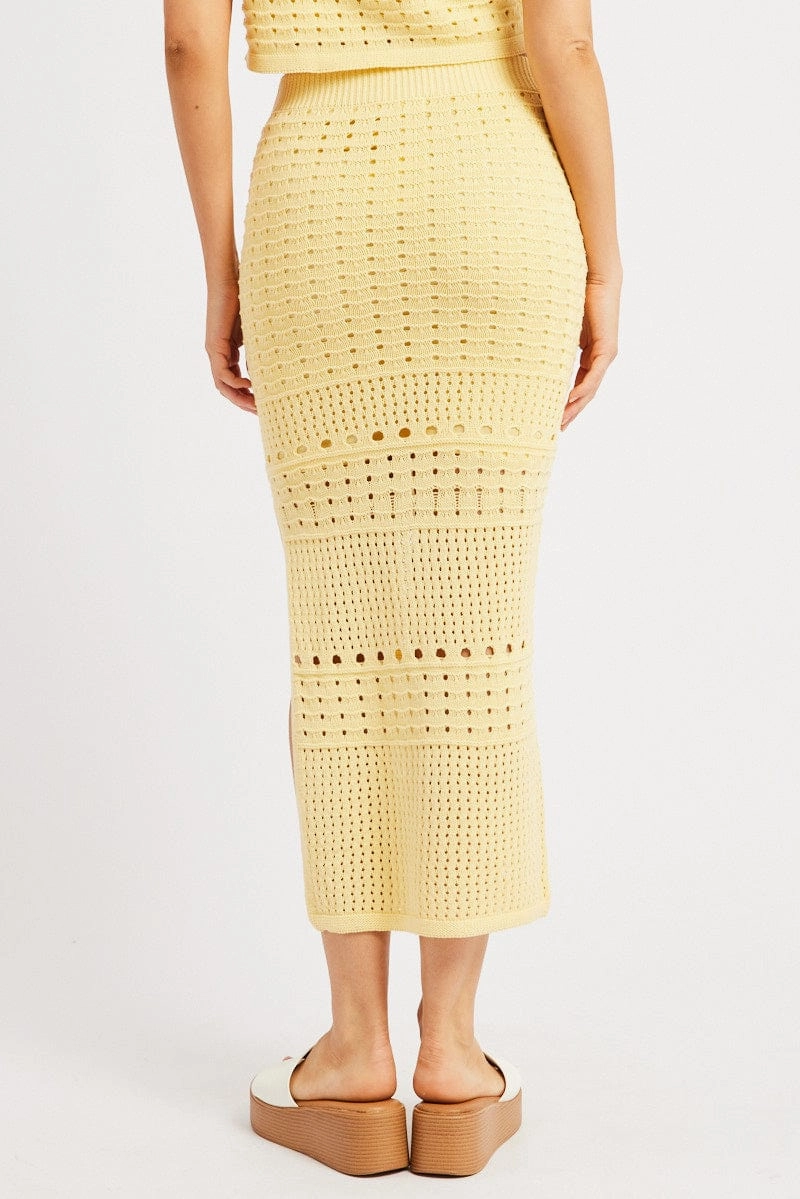 Yellow Crochet Skirt High Rise Maxi